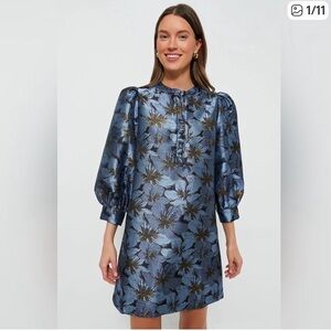 Pomander Place Metallic Blue and Gold Dress